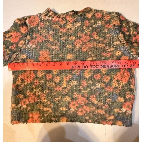 Zara Women's Floral Wool Blend Knit Cropped Sweater Small Granny Flowers - Picture 6 of 7